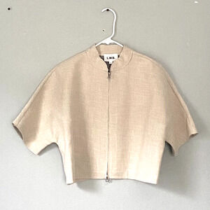 LIFEwithBird Jacket Womens Size 2 Small Beige Full Zip Designer Minimalist Short